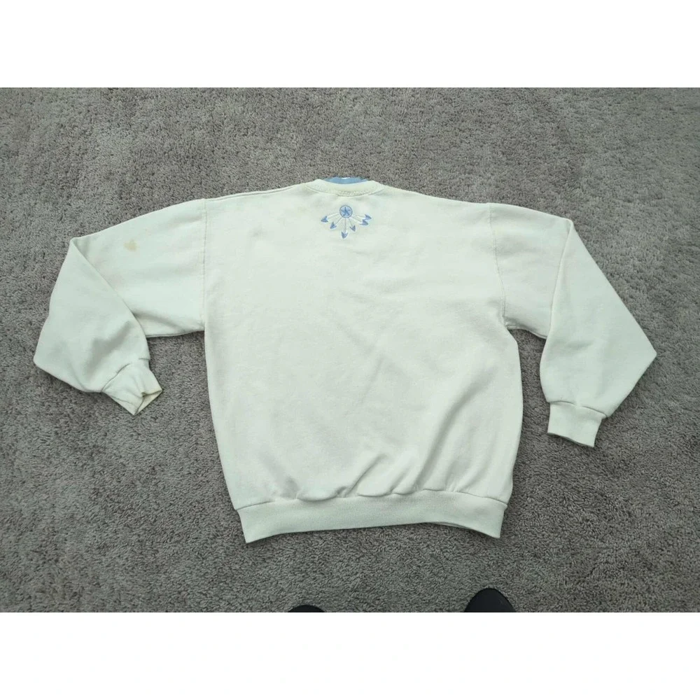 Vintage Navajo Yei Pullover Sweatshirt Mens Medium Long Sleeve‎ Jerzees White